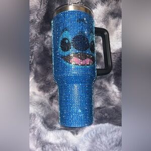 Stitch blue rhinestone water bottle has missing rhinestones hard to see #bling